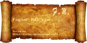 Fogler Mária névjegykártya